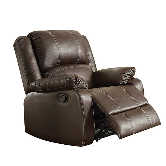 Saltoro Sherpi Leather Upholstered Metal Rocker Reclining Chair,